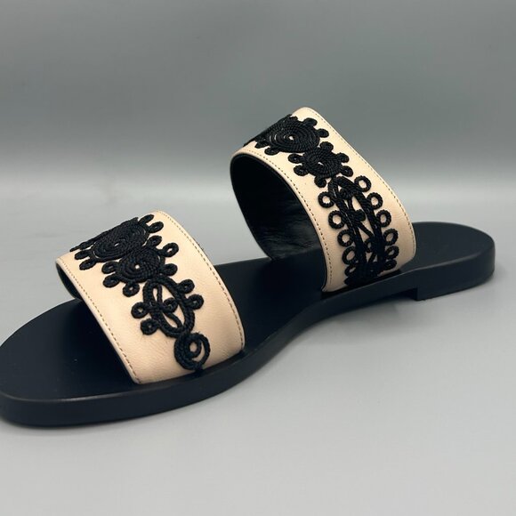 Natural Leather Sandals with Black Embroidery - Picture 2 of 4